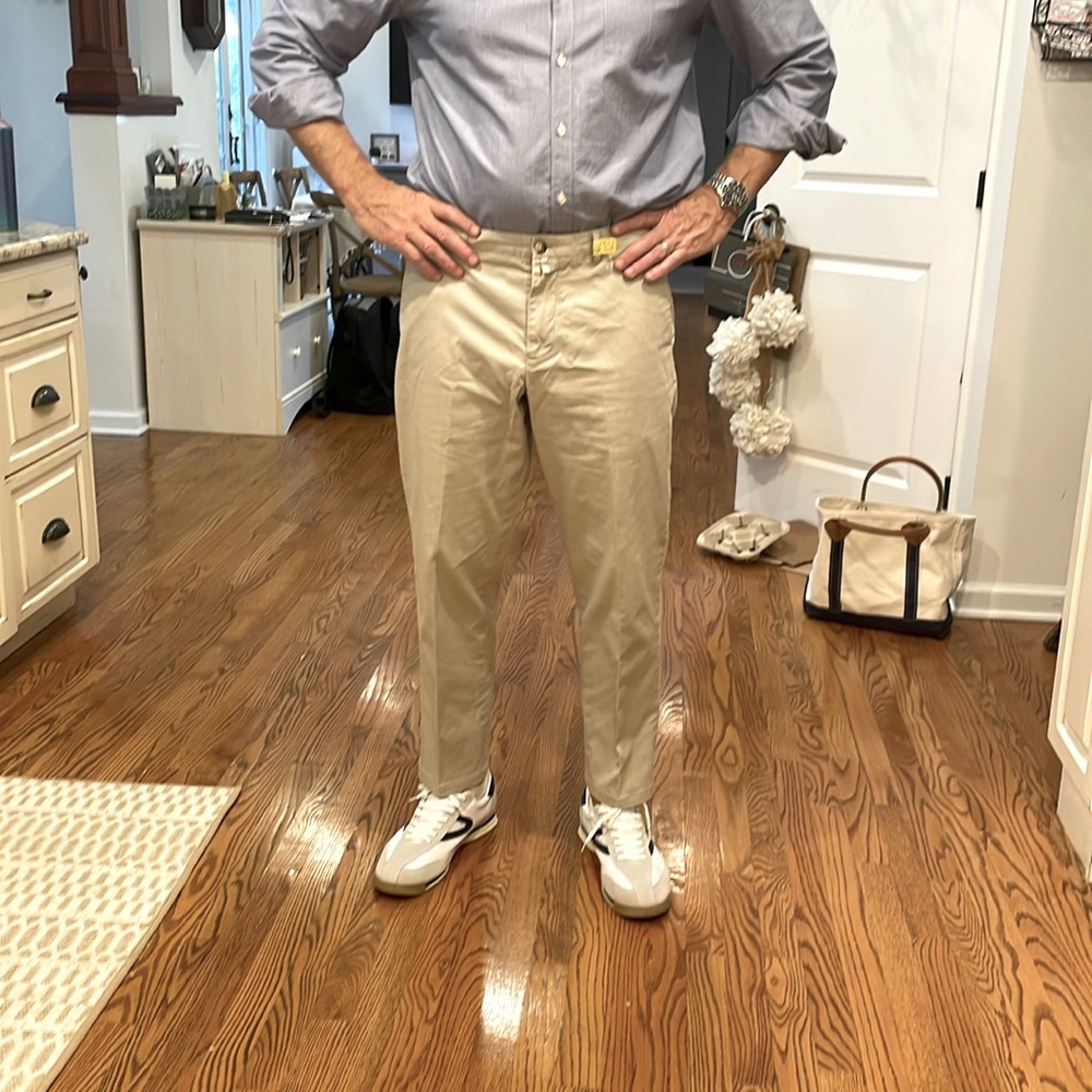 Men's Faconnable dress chino in stone color